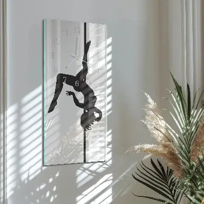 Verticale orologio in vetro Ballerina di pole dance