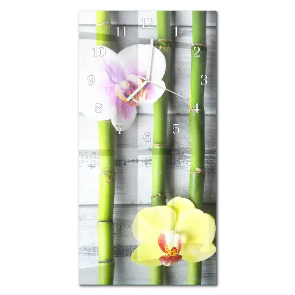 Verticale orologio in vetro Bambù orchidea