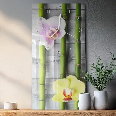Verticale orologio in vetro Bambù orchidea