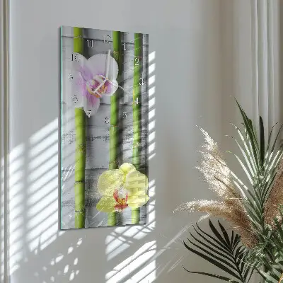 Verticale orologio in vetro Bambù orchidea