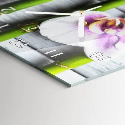 Verticale orologio in vetro Bambù orchidea