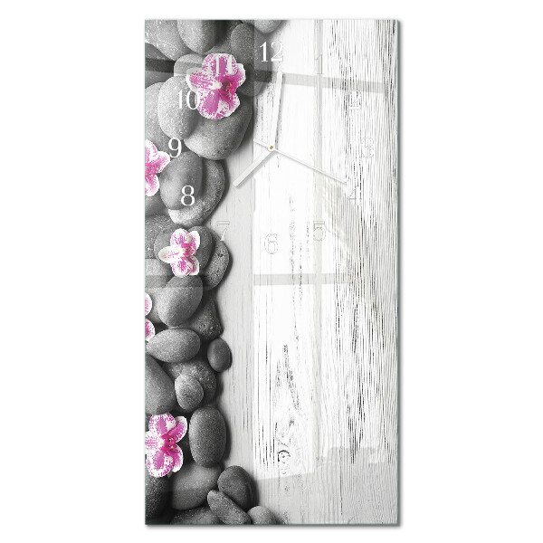 Verticale orologio in vetro Pietre di orchidea