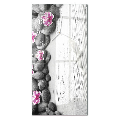 Verticale orologio in vetro Pietre di orchidea