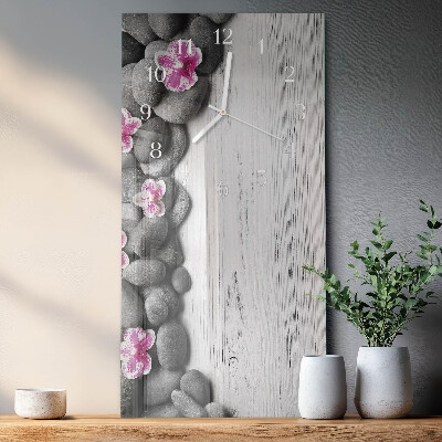 Verticale orologio in vetro Pietre di orchidea