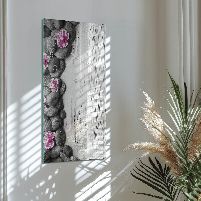Verticale orologio in vetro Pietre di orchidea