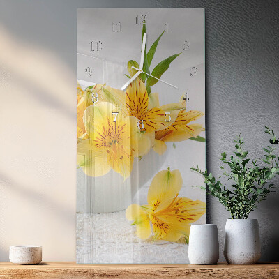 Orologio da parete verticale Fiori gialli
