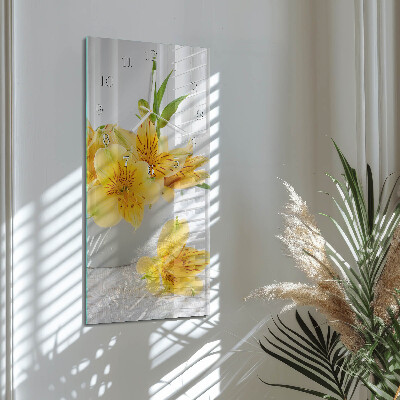 Orologio da parete verticale Fiori gialli