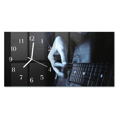 Orizzontale orologio in vetro Chitarrista musicale