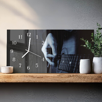 Orizzontale orologio in vetro Chitarrista musicale