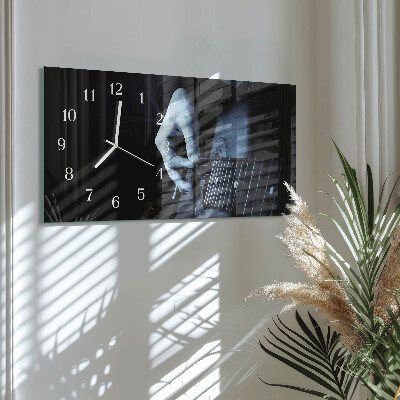 Orizzontale orologio in vetro Chitarrista musicale