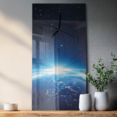 Verticale orologio con stampa L'universo della Terra