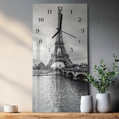 Verticale orologio con stampa Vista della Torre Eiffel