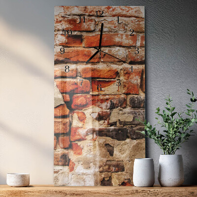 Verticale orologio con stampa Muro di mattoni