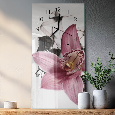 Verticale orologio con stampa Orchidea