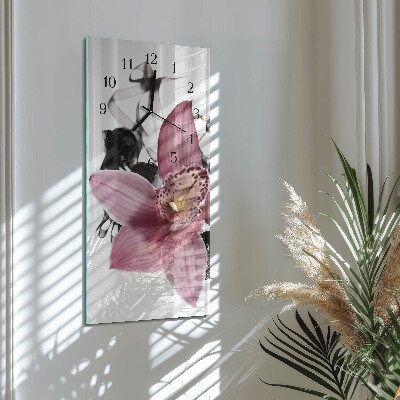 Verticale orologio con stampa Orchidea