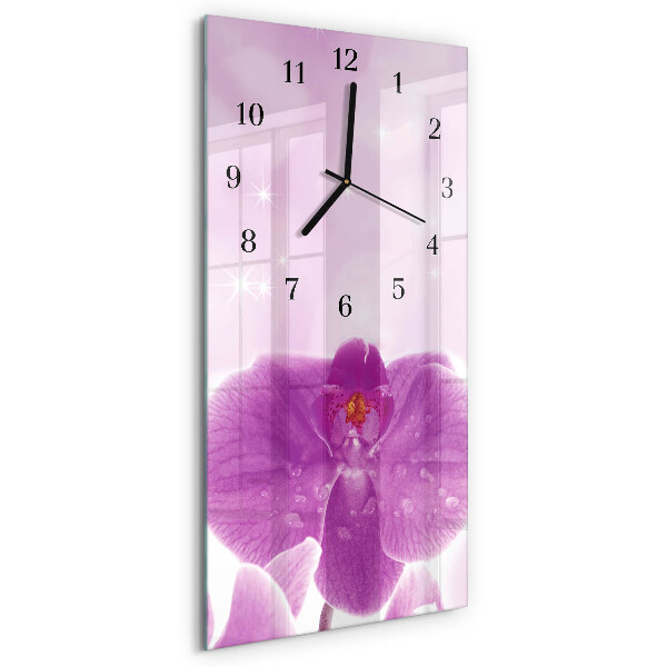 Verticale orologio con stampa Orchidea