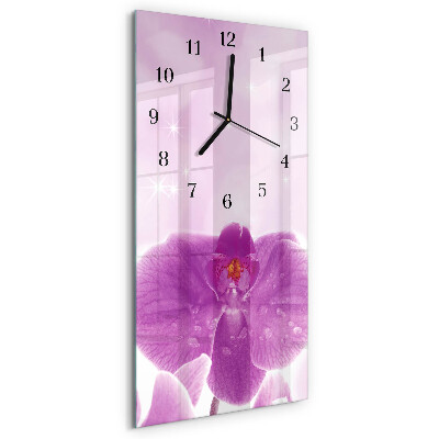 Verticale orologio con stampa Orchidea
