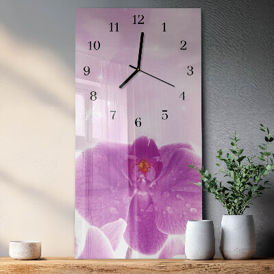 Verticale orologio con stampa Orchidea