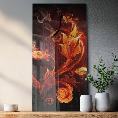Verticale orologio con stampa Fiore di fuoco