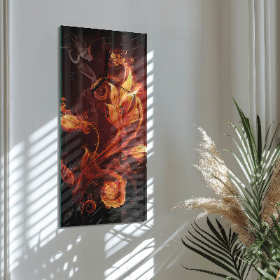 Verticale orologio con stampa Fiore di fuoco