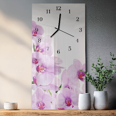 Verticale orologio con stampa Orchidee