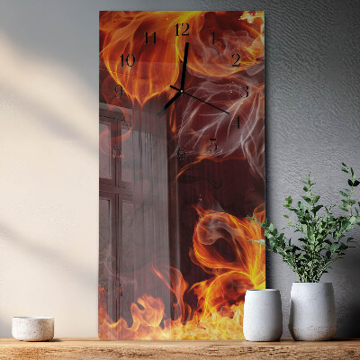 Verticale orologio con stampa Fiori di fuoco