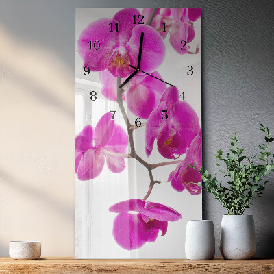 Verticale orologio con stampa Orchidee