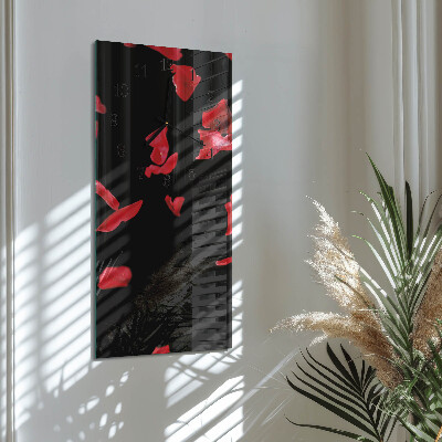 Verticale orologio con stampa Petali di rosa