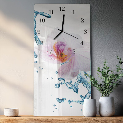 Orologio verticale in vetro Orchidea