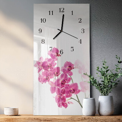Verticale orologio con stampa Orchidee