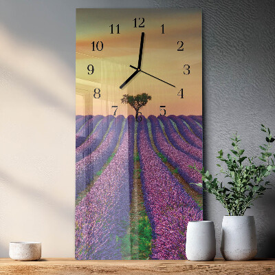 Verticale orologio da parete Campo di lavanda