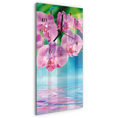 Verticale orologio con stampa Orchidee