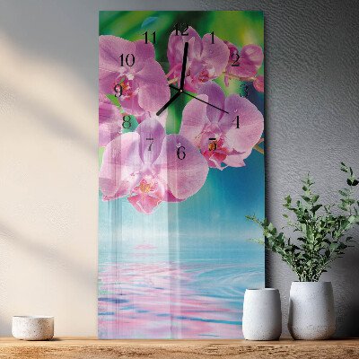 Verticale orologio con stampa Orchidee