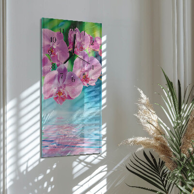 Verticale orologio con stampa Orchidee