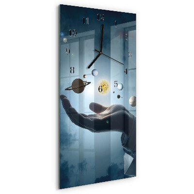 Orologio verticale in vetro La mano del pianeta