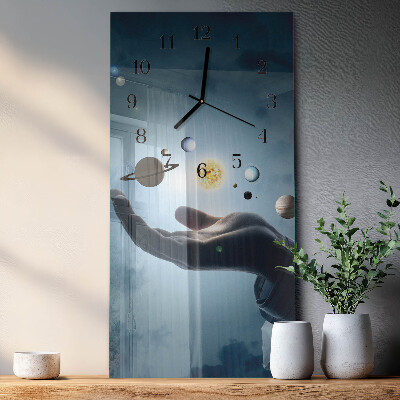 Orologio verticale in vetro La mano del pianeta