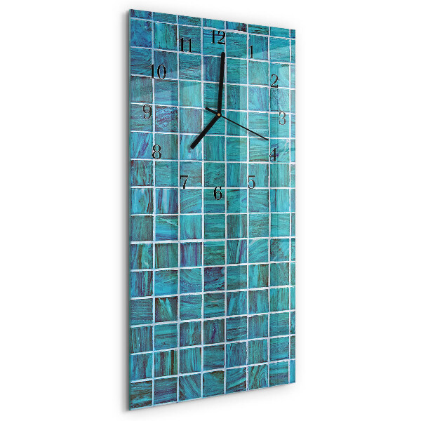 Verticale orologio con stampa Piastrelle blu