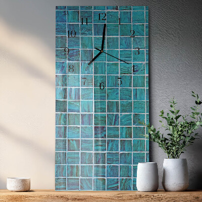 Verticale orologio con stampa Piastrelle blu