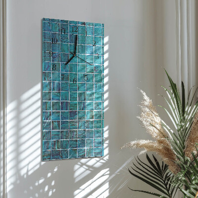 Verticale orologio con stampa Piastrelle blu