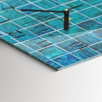 Verticale orologio con stampa Piastrelle blu