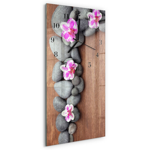 Orologio verticale in vetro Pietre di orchidea