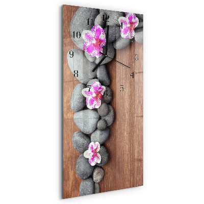 Orologio verticale in vetro Pietre di orchidea