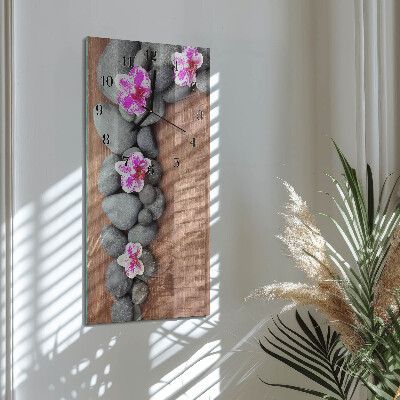 Orologio verticale in vetro Pietre di orchidea