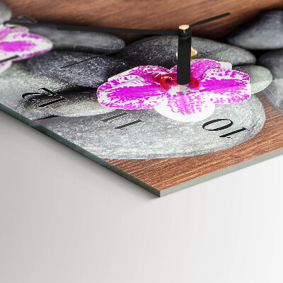 Orologio verticale in vetro Pietre di orchidea