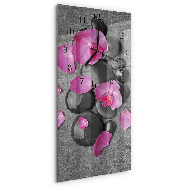 Orologio verticale in vetro Pietre di orchidea