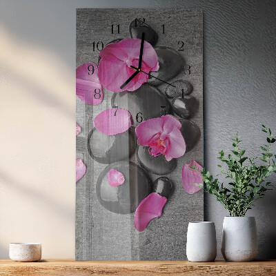 Orologio verticale in vetro Pietre di orchidea