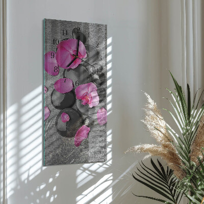 Orologio verticale in vetro Pietre di orchidea