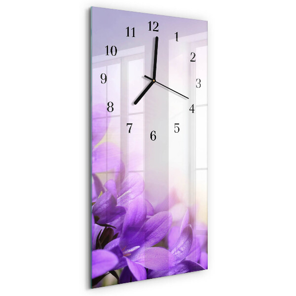 Orologio verticale in vetro Fiori viola