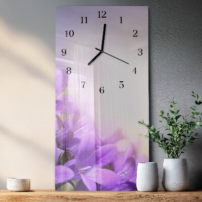 Orologio verticale in vetro Fiori viola