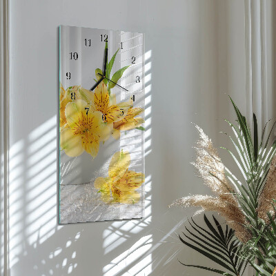 Orologio verticale in vetro Fiori gialli